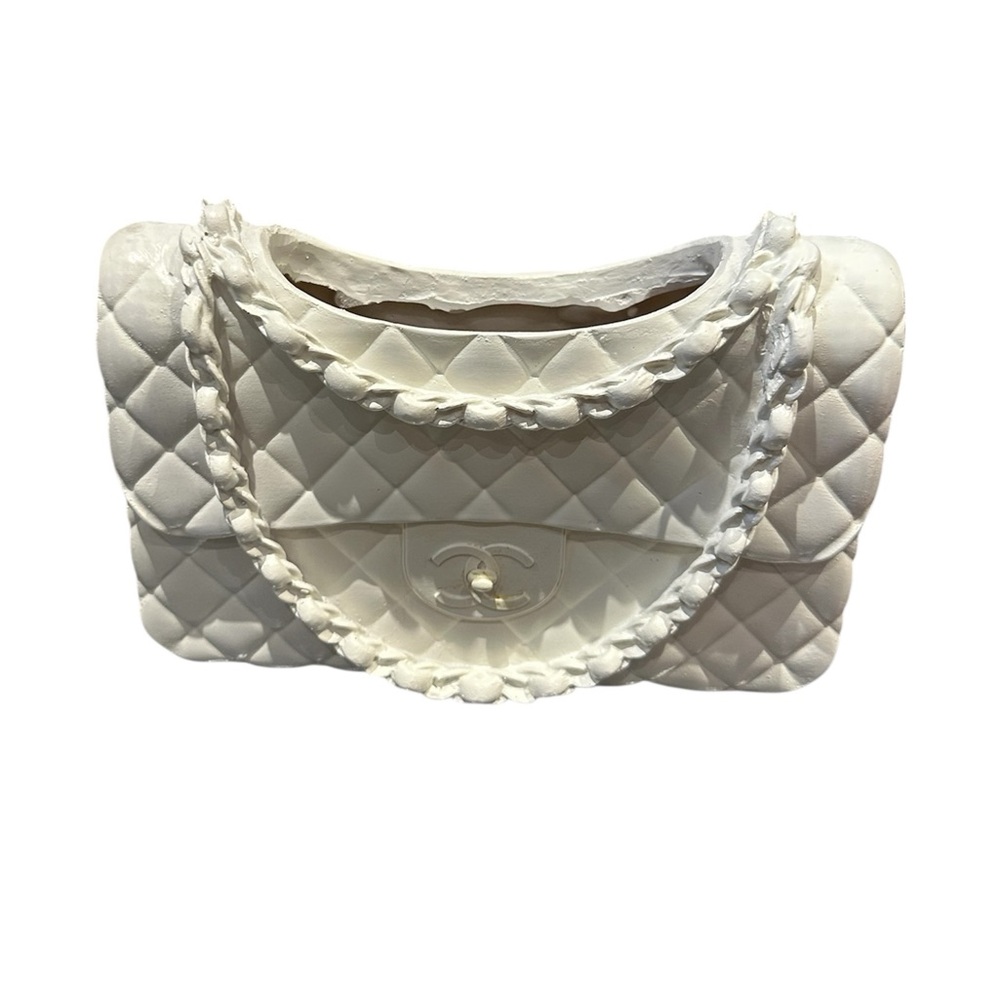 CC White Quilted handBag VASE